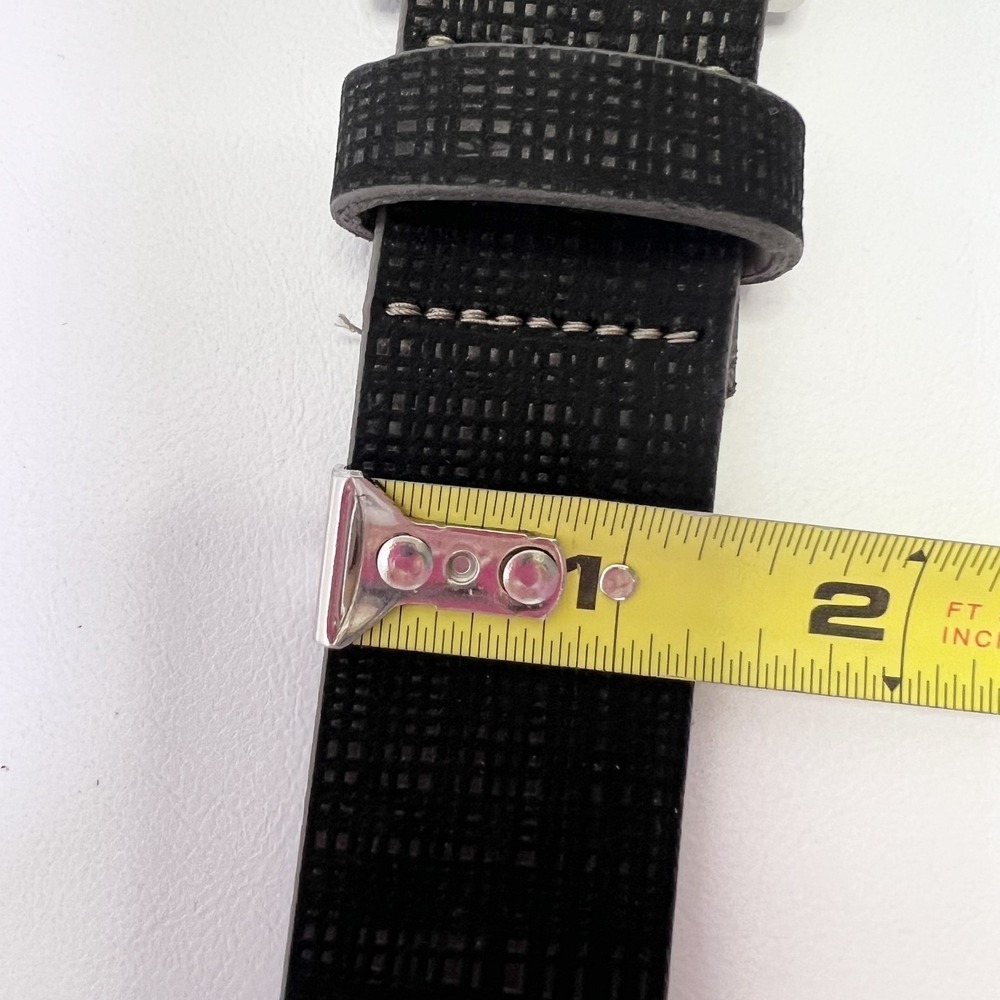REMO TULLIANO Men Italian Leather Black Texture Belt 46 Silver Finish Buckle USA - Picture 5 of 8